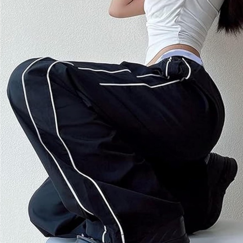 Black Women's Pants with White Accents